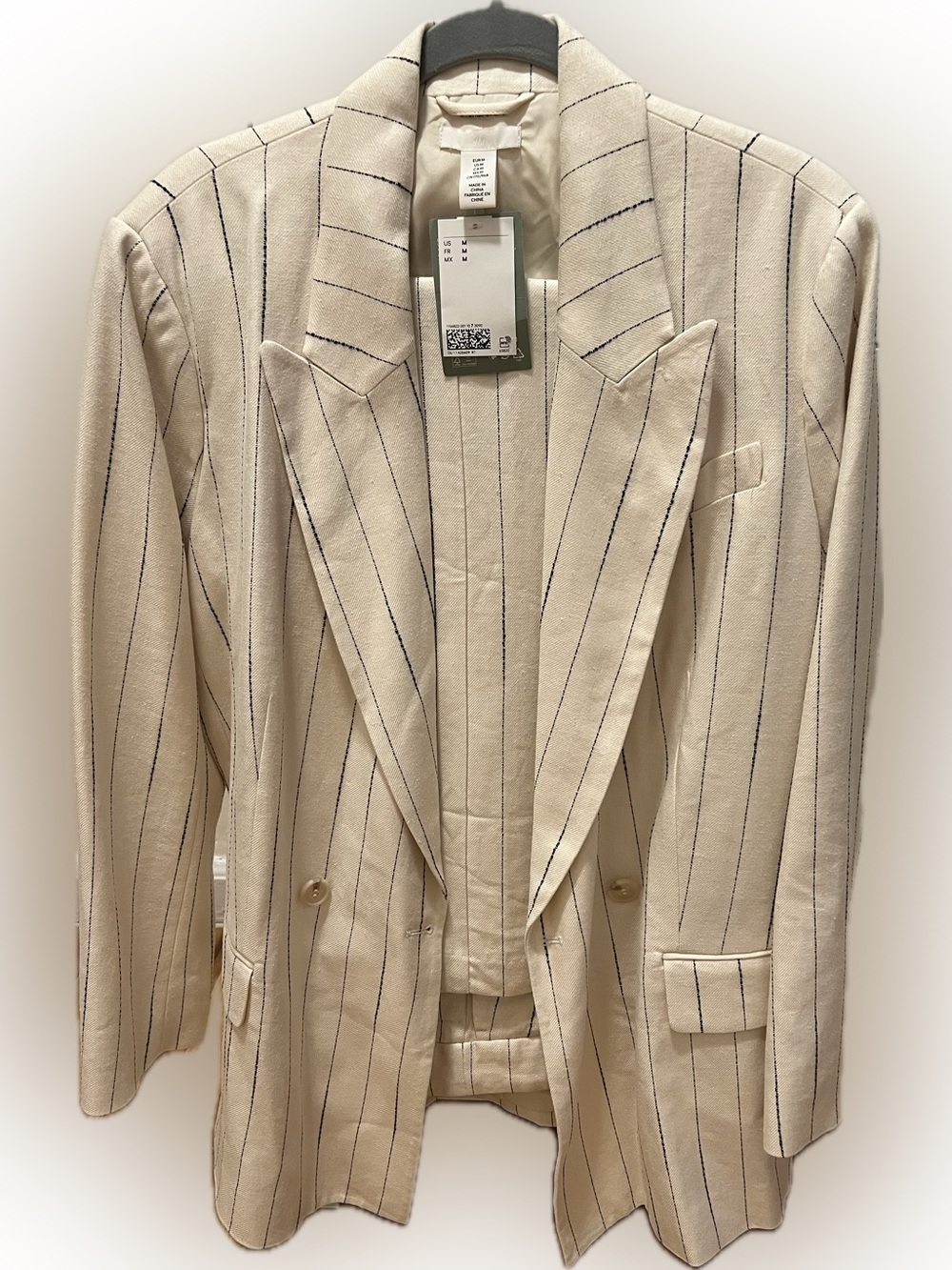 NWT H&M Studio Double Breasted Linen Blend Blazer size M - Picture 5 of 7